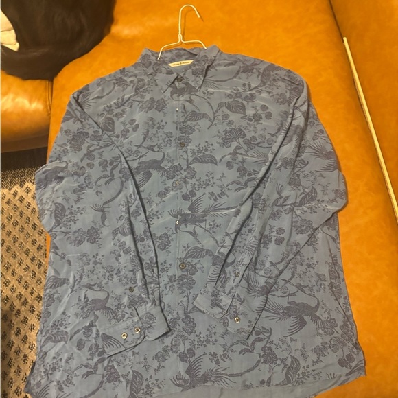 Tommy Bahama Men’s XL Collared Longsleeve Hawaiian Blue Floral Comfy - Picture 8 of 12